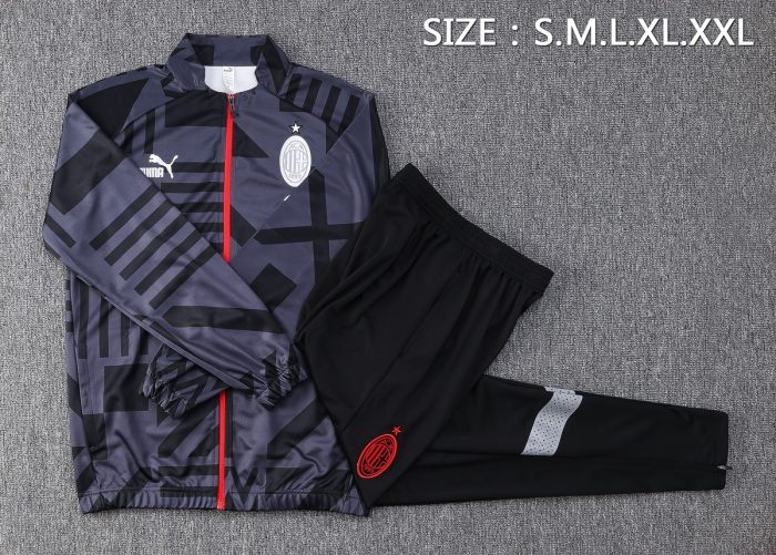 AC Milan 22/23 Long Zip Jacket Black Grey (Spray Ink) - 图片 2