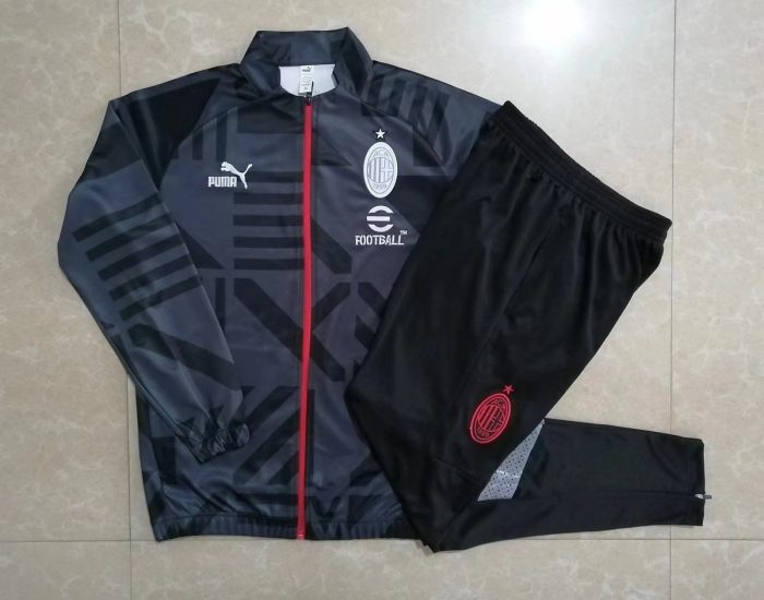 AC Milan 22/23 Long Zip Jacket Black Grey (Spray Ink) - 图片 9