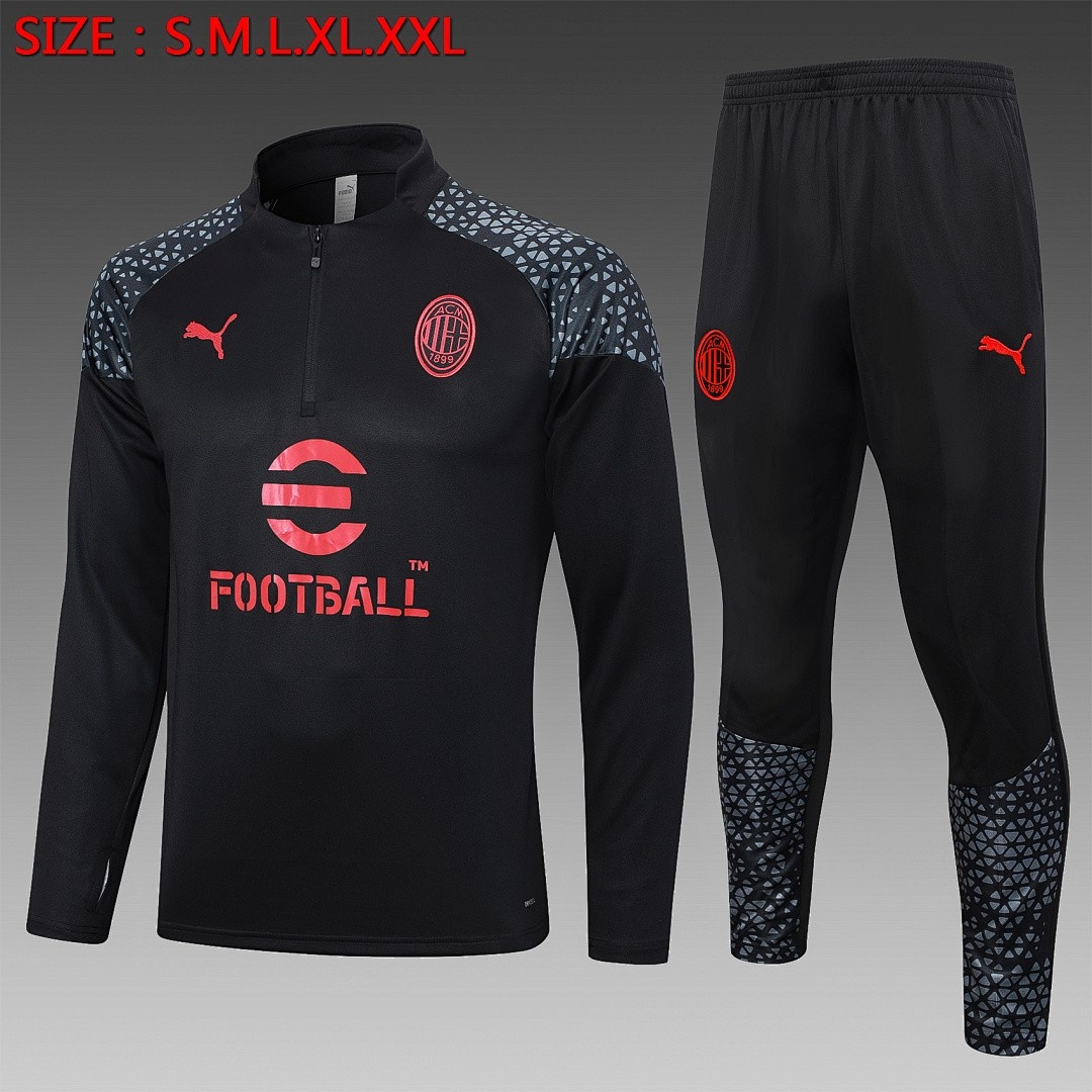 JER-5997_1 AC Milan 23-24 Half Zip Jacket Black - 图片 1