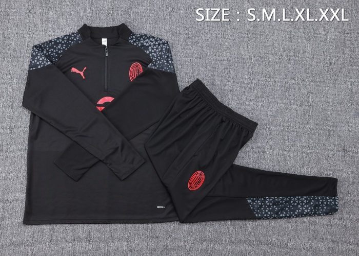 AC Milan 23-24 Half Zip Jacket Black - 图片 2