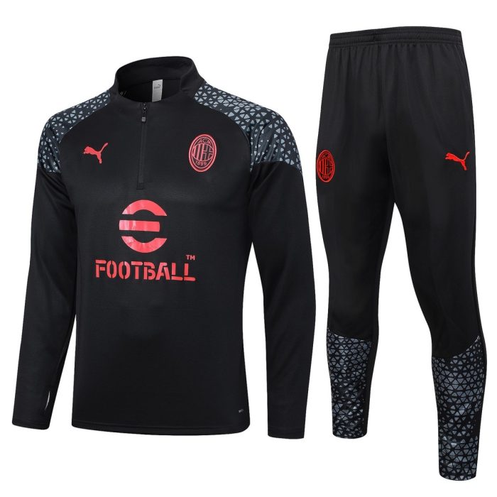 AC Milan 23-24 Half Zip Jacket Black - 图片 8