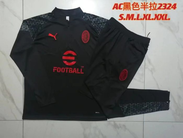 AC Milan 23-24 Half Zip Jacket Black - 图片 9