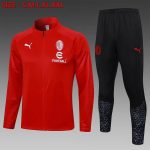 AC Milan 23-24 Long Zip Jacket Red (White Logo)