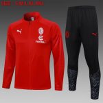 AC Milan 23-24 Long Zip Jacket Red (White Logo) - 图片 3