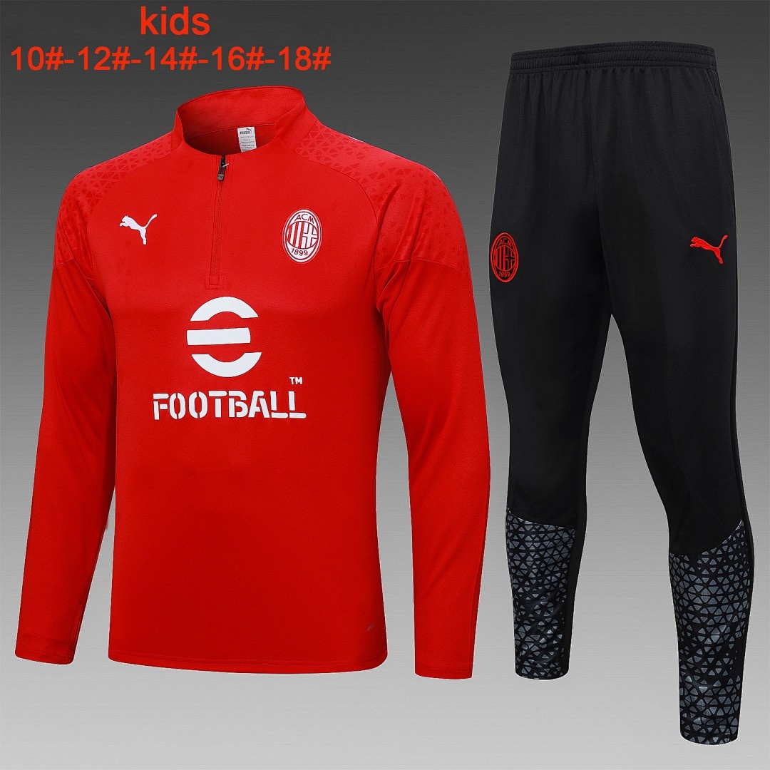 JER-6004_1 AC Milan 23-24 Red Half-Zip Jacket Kids - 图片 1