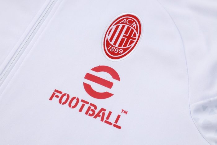AC Milan 23-24 Long Zip Jacket White (Red Logo) - 图片 6