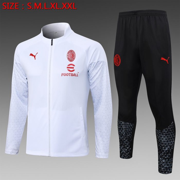AC Milan 23-24 Long Zip Jacket White (Red Logo) - 图片 8