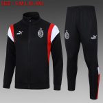 AC Milan 23-24 Long Zip Jacket Black (White Logo)