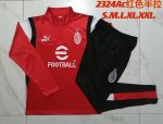 AC Milan 23-24 Half-Zip Jacket Red (White Black Shoulder) - 图片 9