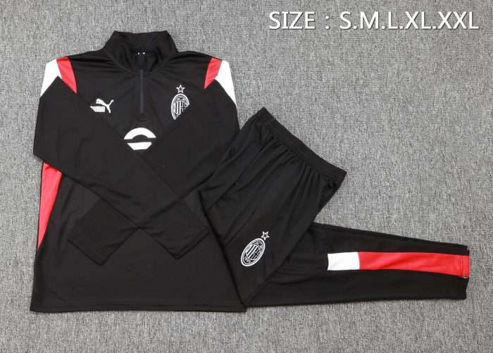 AC Milan 23-24 Half Zip Jacket Black (White Badge) - 图片 2