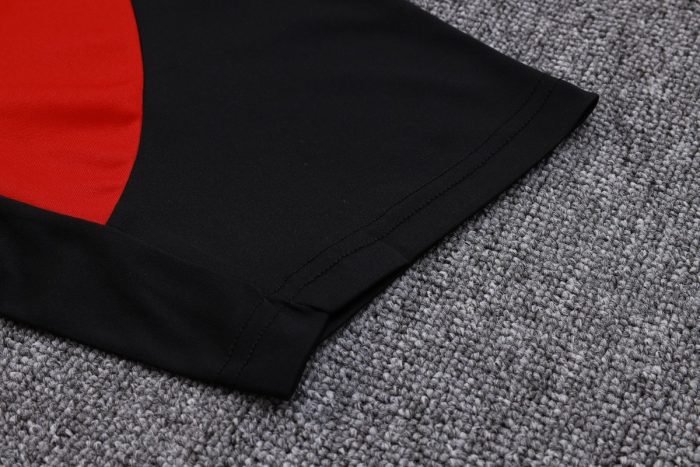 AC Milan 23-24 Short Sleeve Training Suit Black Red (with Pants) - 图片 4
