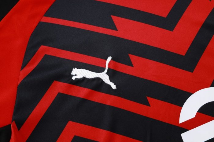 AC Milan 23-24 Short Sleeve Training Suit Black Red (with Pants) - 图片 5