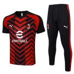 AC Milan 23-24 Short Sleeve Training Suit Black Red (with Pants) - 图片 8