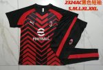 AC Milan 23-24 Short Sleeve Training Suit Black Red (with Pants) - 图片 9