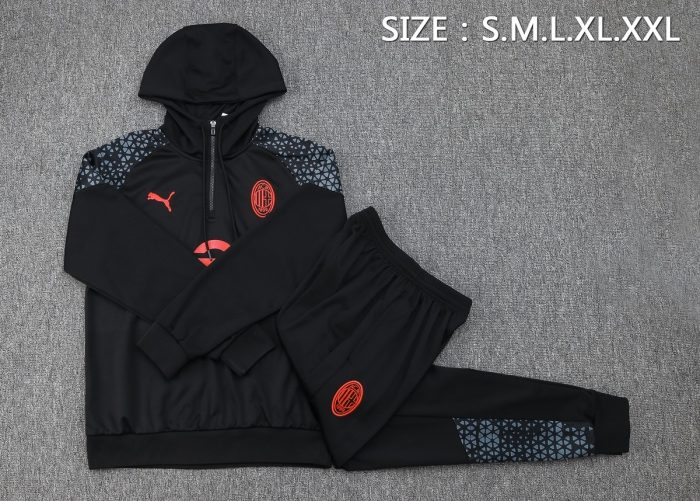 AC Milan 23-24 Half-Zip Hoodie Black - 图片 2