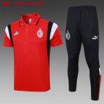 AC Milan 23-24 Polo Shirt Red with White Black Shoulder