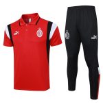 AC Milan 23-24 Polo Shirt Red with White Black Shoulder - 图片 8
