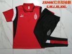 AC Milan 23-24 Polo Shirt Red with White Black Shoulder - 图片 9