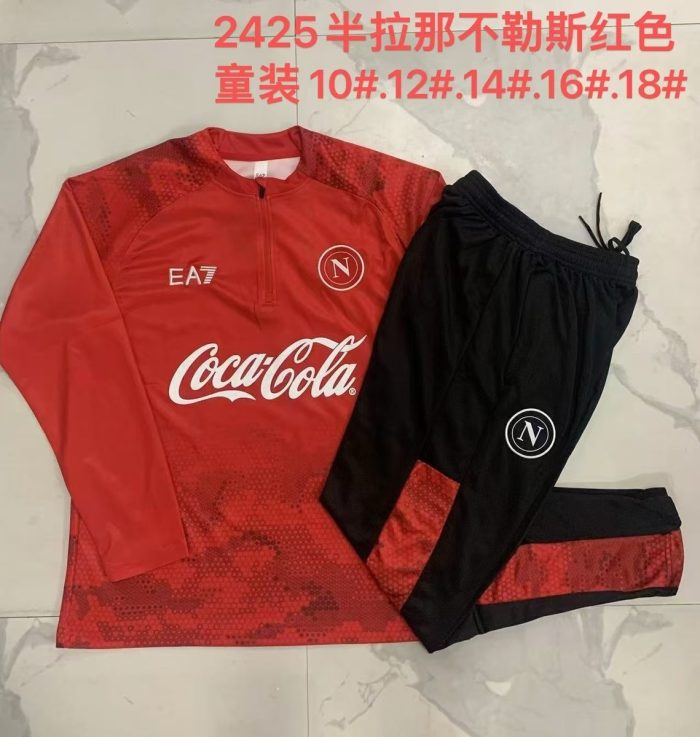 Naples 24-25 Red Splatter Half-Zip Jacket Kids - 图片 3