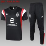 AC Milan 23-24 Black Short Sleeve Training Set with Pants
