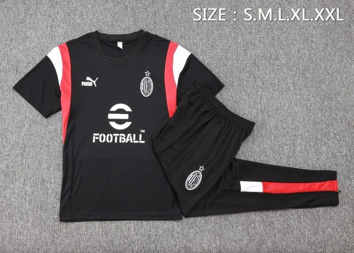 AC Milan 23-24 Black Short Sleeve Training Set with Pants - 图片 2