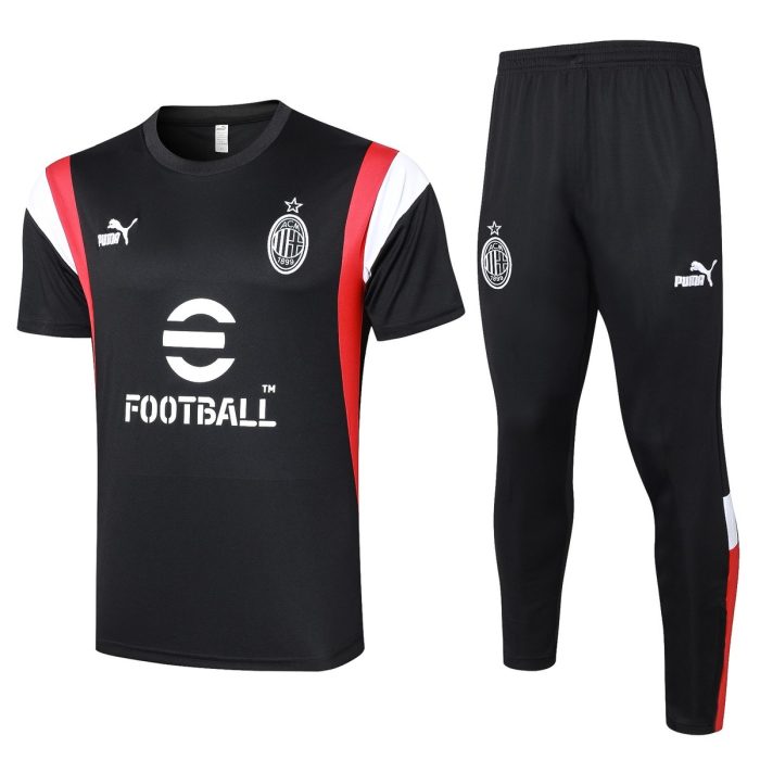 AC Milan 23-24 Black Short Sleeve Training Set with Pants - 图片 8