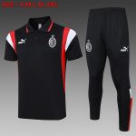 AC Milan 23-24 Polo Shirt Black with White Red Shoulder