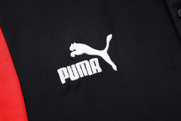 AC Milan 23-24 Polo Shirt Black with White Red Shoulder - 图片 5