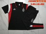 AC Milan 23-24 Polo Shirt Black with White Red Shoulder - 图片 9
