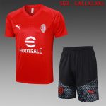 AC Milan 23-24 Red Short Sleeve Training Suit with 5-Panel Shorts