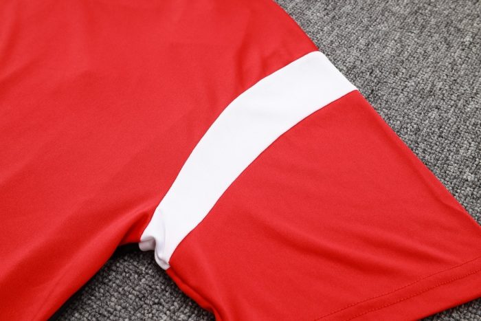 AC Milan 23-24 Red and White Logo Short Sleeve Training Suit (with Pants) - 图片 3