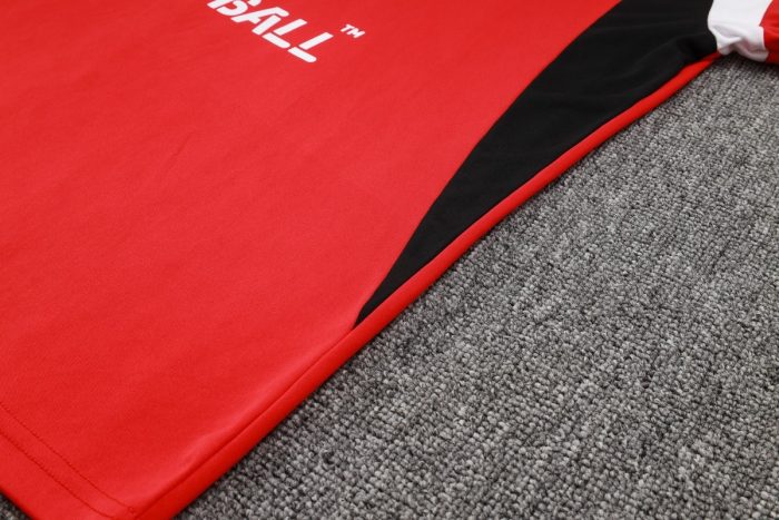 AC Milan 23-24 Red and White Logo Short Sleeve Training Suit (with Pants) - 图片 4