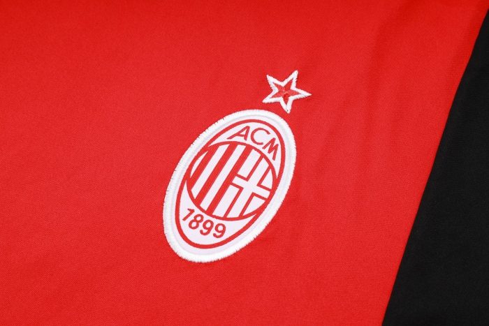 AC Milan 23-24 Red and White Logo Short Sleeve Training Suit (with Pants) - 图片 5