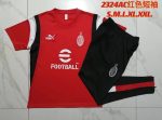 AC Milan 23-24 Red and White Logo Short Sleeve Training Suit (with Pants) - 图片 9
