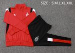 AC Milan 23-24 Long Zip Jacket Red with White Black Shoulder - 图片 2