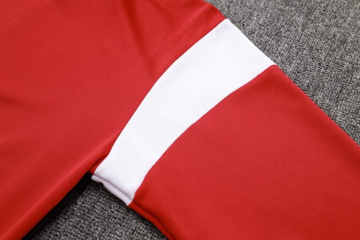 AC Milan 23-24 Long Zip Jacket Red with White Black Shoulder - 图片 3