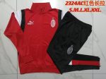 AC Milan 23-24 Long Zip Jacket Red with White Black Shoulder - 图片 9