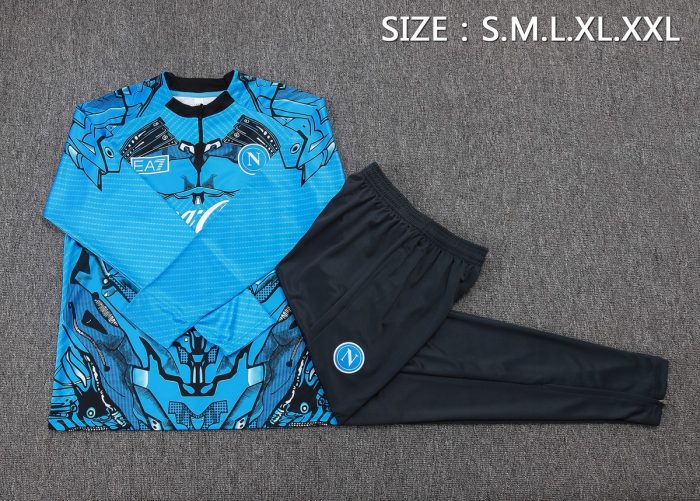 Napoli Blue Ink Splatter Half-Zip Jacket - 图片 2