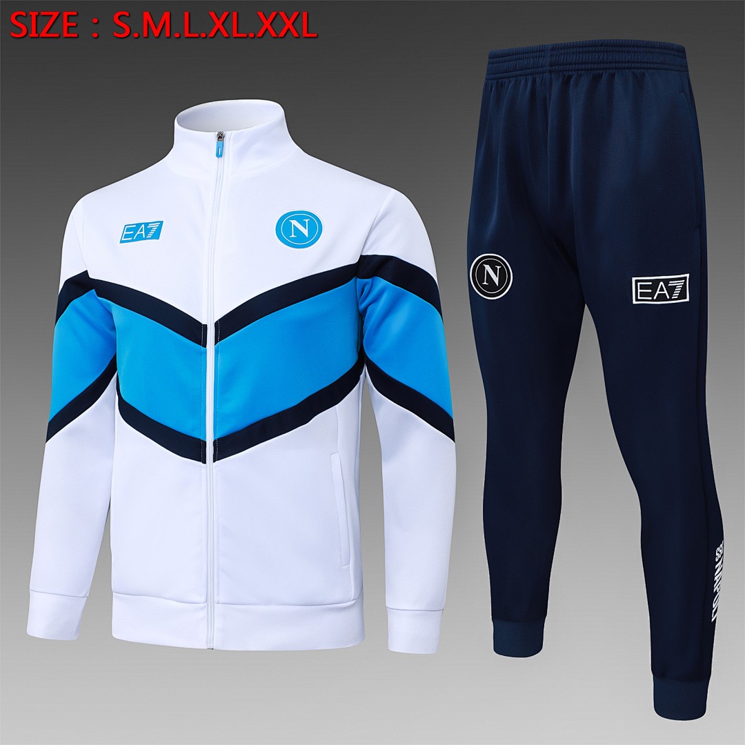 JER-6062_1 Napoli 2025/26 White Long Zipper Jacket - 图片 1