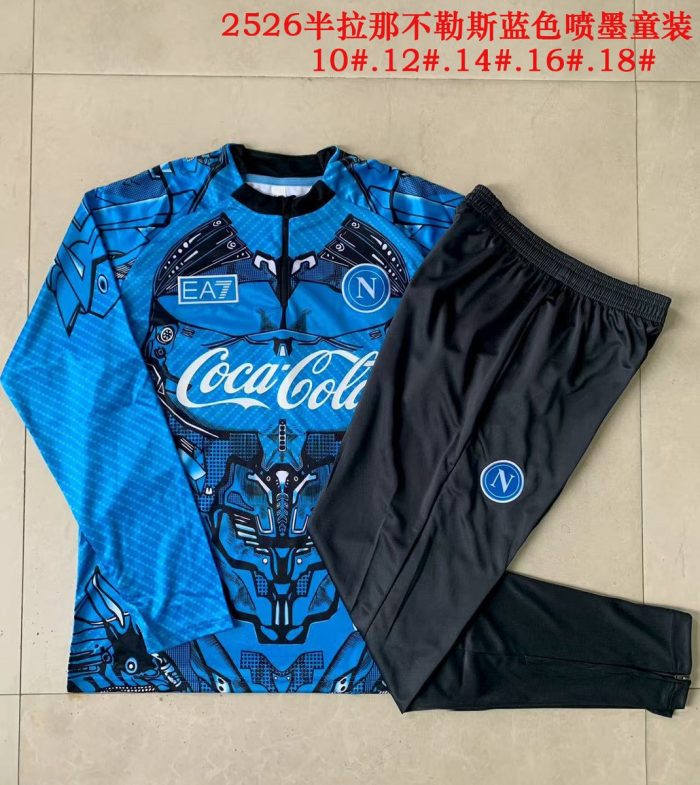 Napoli Blue Ink Splash Kids' Half-Zip Jacket - 图片 3