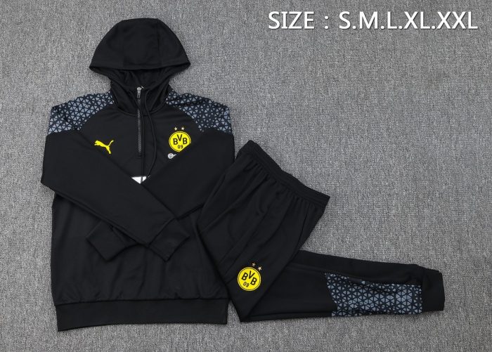 Borussia Dortmund 23-24 Half-Zip Hoodie Black - 图片 2