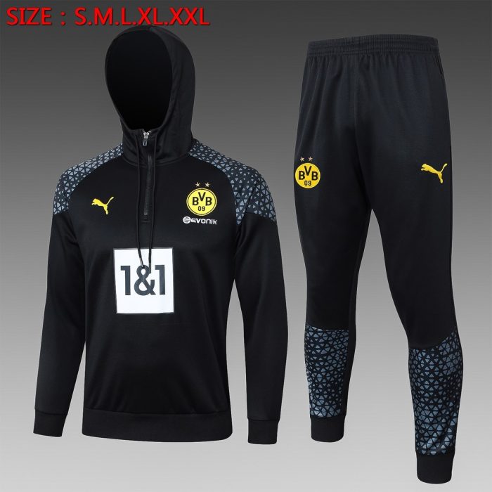 Borussia Dortmund 23-24 Half-Zip Hoodie Black - 图片 8