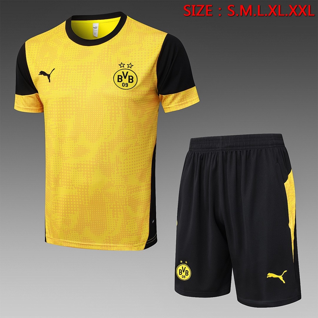 Borussia Dortmund Yellow Splatter Print Short Sleeve Training Shirt