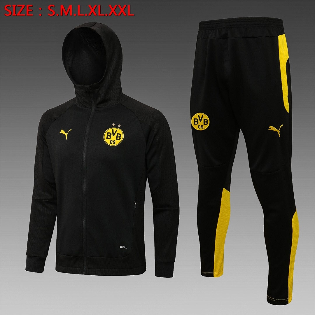 Borussia Dortmund 21/22 Long Zip Hoodie Black