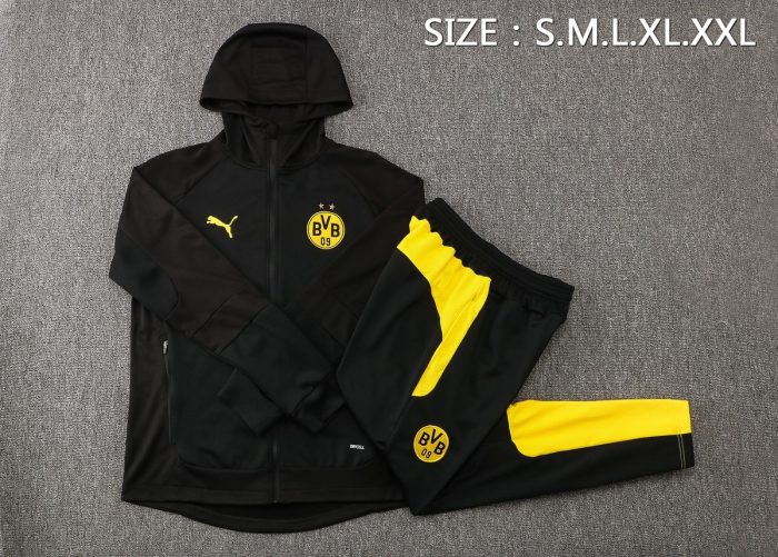 Borussia Dortmund 21/22 Long Zip Hoodie Black - 图片 2