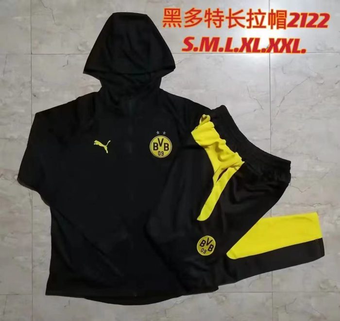 Borussia Dortmund 21/22 Long Zip Hoodie Black - 图片 9