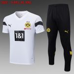 Borussia Dortmund 22-23 White Short Sleeve Training Suit (with Pants)