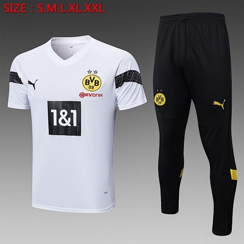 Borussia Dortmund 22-23 White Short Sleeve Training Suit (with Pants)
