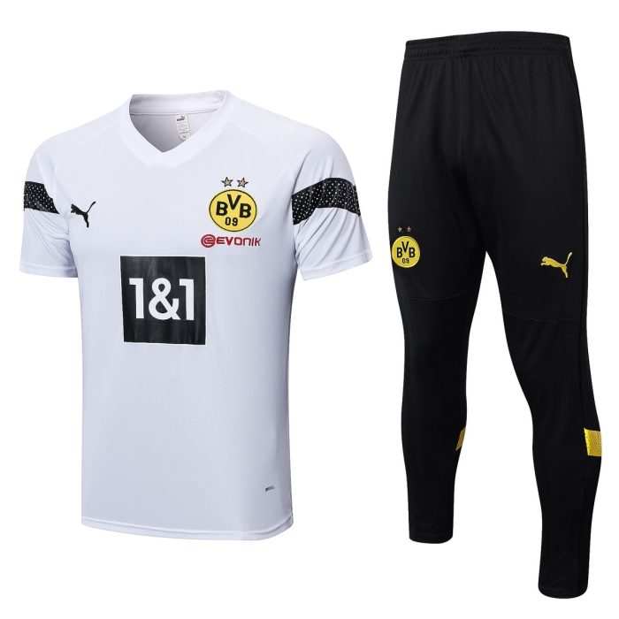 Borussia Dortmund 22-23 White Short Sleeve Training Suit (with Pants) - 图片 5