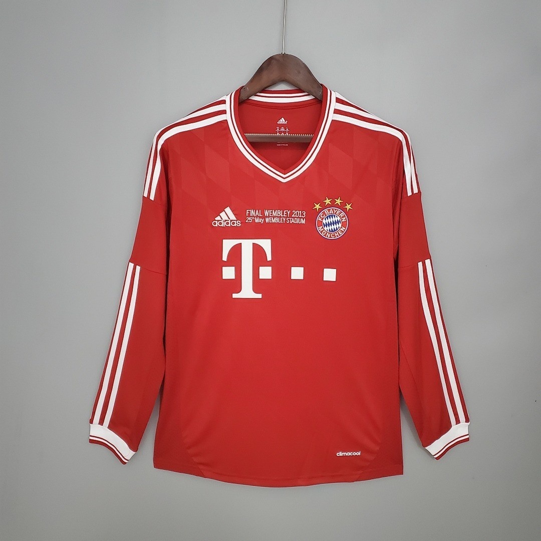 JER-6356_1 Bayern Munich 13/14 Champions League Home Retro Long Sleeve Jersey - 图片 1